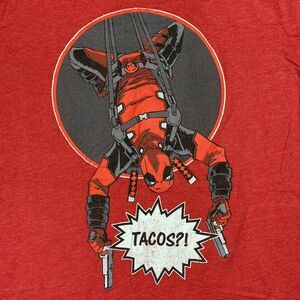 Deadpool Shirt Mens XL Marvel‎ Universe Tacos Movie Comic Book Superhero Red